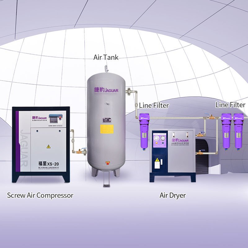 IE4 Motor Oil Cooling Rotary Synchronous 30kw 40hp 6.3m3/min PM VSD Inverter Industrial Rotary Jaguar Screw Air Compressor