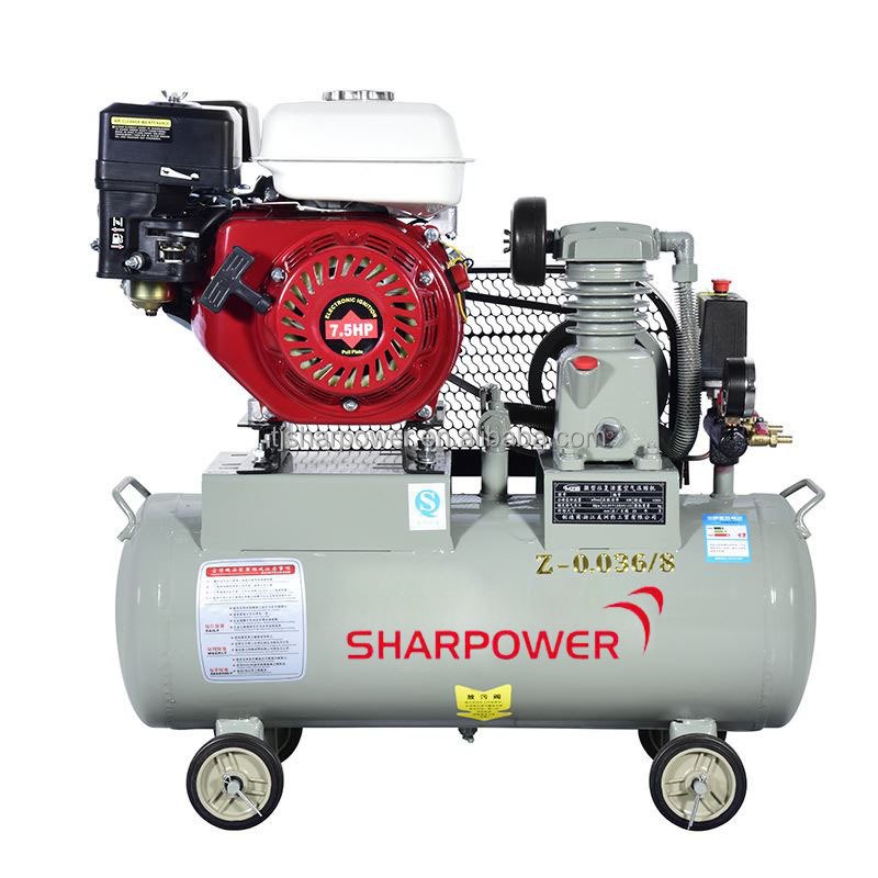 Sharpower 4kw 5.5hp 2 Piston 8bar V-shaped Double Cylinder Gasoline Engine air Compressor