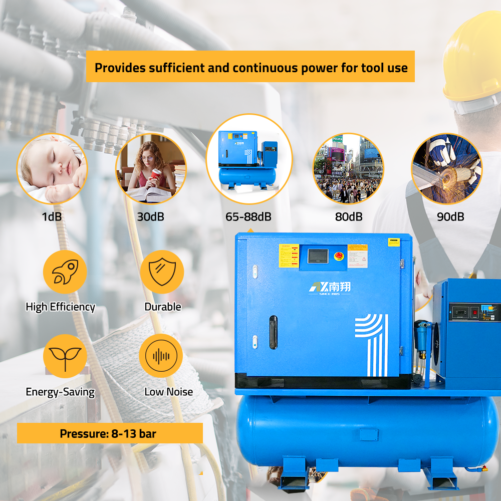 China Manufacturer Silent 7.5kw 11KW 15KW 22KW High Efficiency Screw Type air Compressor for Laser Cutting