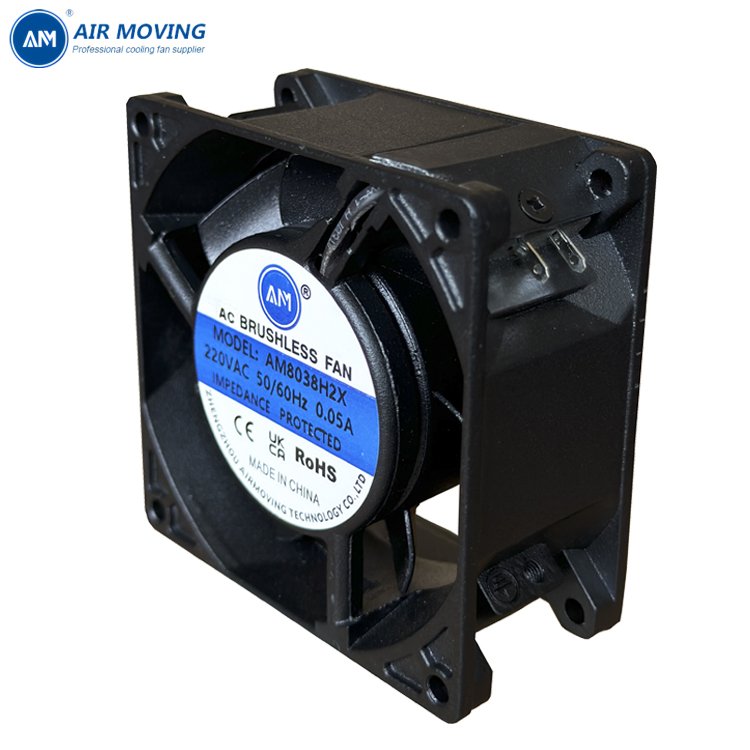 AM8038H2X 220V 80mm 80x38mm All Metal Axial Fan Brushless Cooling AC 230V High Speed Airflow Cast Aluminum 2 Ball Bearing Fan