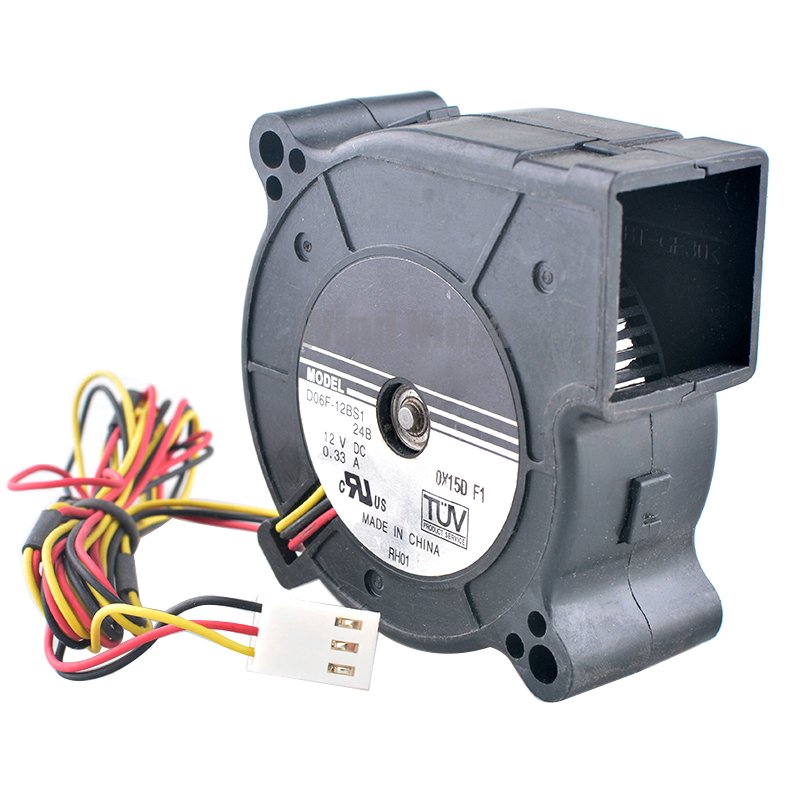 D06F-12BS1 6cm 60mm Blower Fan 60x60x25mm DC12V 0.33A 3pin Centrifugal Turbine Blower for Projectors and Printers