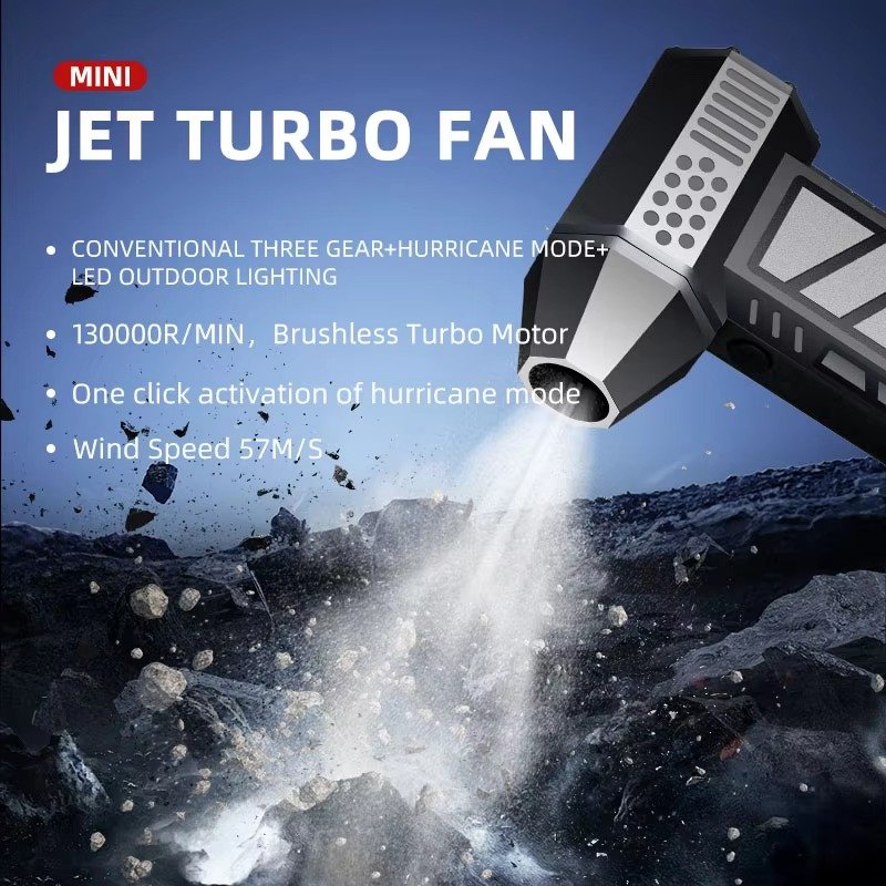 130000rpm Powerful Portable Mini Jet Fan Air Hammer Electric Wireless Blowing Gun for Car Drying Jet Turbo Fan Blower Dryer