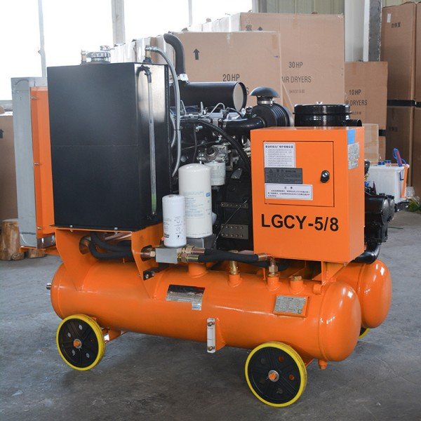 Kaishan LGCY-5/8 177cfm 8 bar Small Screw Type Portable Mining diesel Engine air Compressor for Mining Construction Drilling