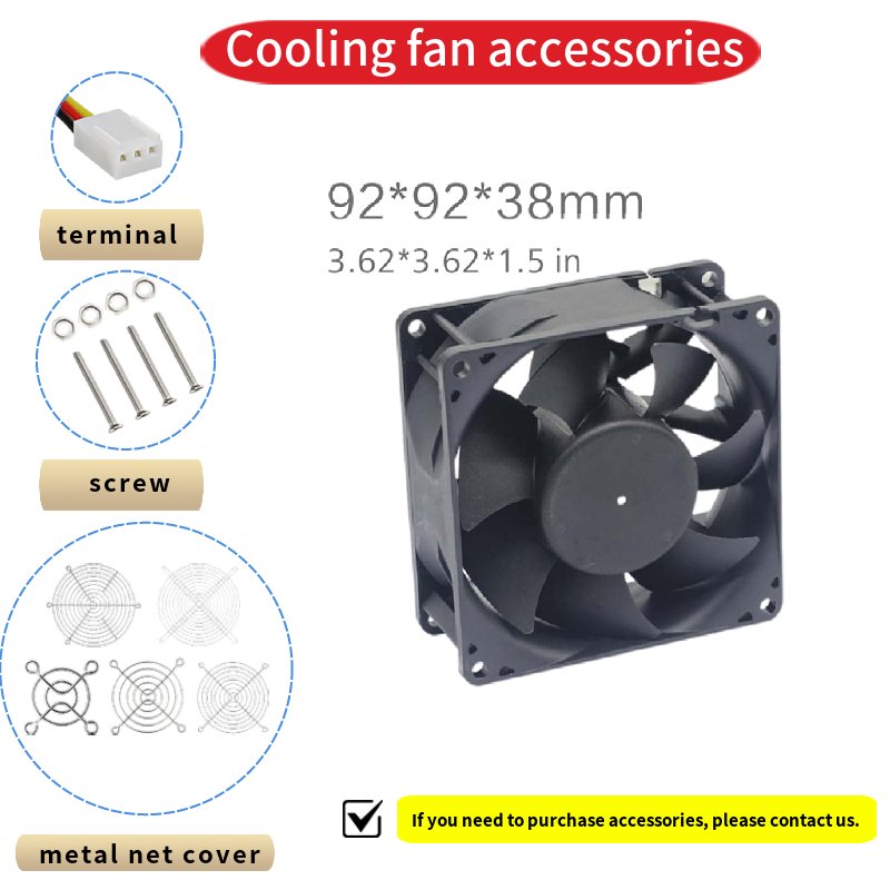 92*92*38mm Transformer Axial Exhaust Fan for Aquarium Ball Bearing DC12V 24V 36V Handheld Small Travel Office air Cooling Fan