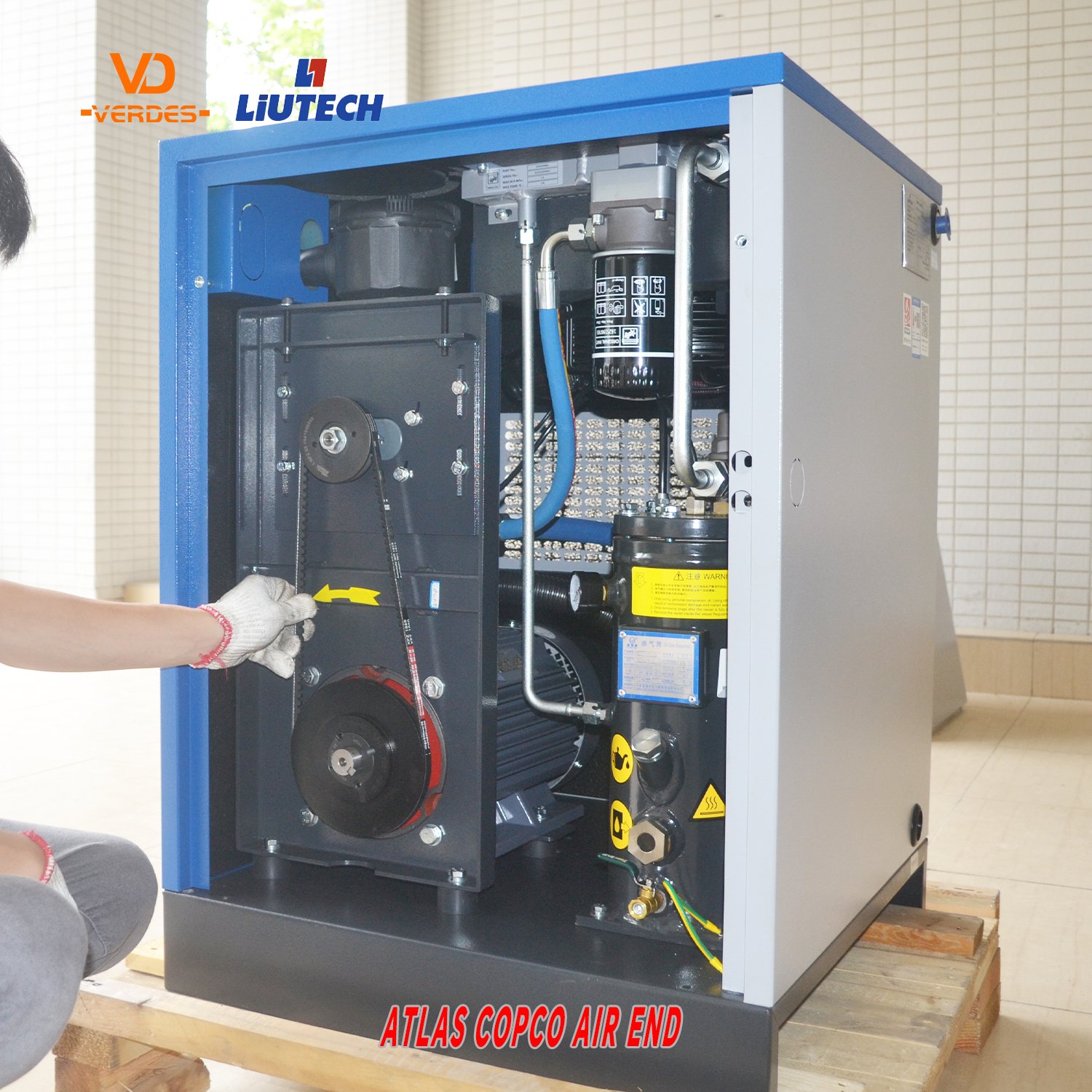 Industrial Rotary V Belt-drive Screw air Compresor Atlas Copco Groub Liutech air Compressor Screw Type 4kw 5.5 7.5kw 11 15kw