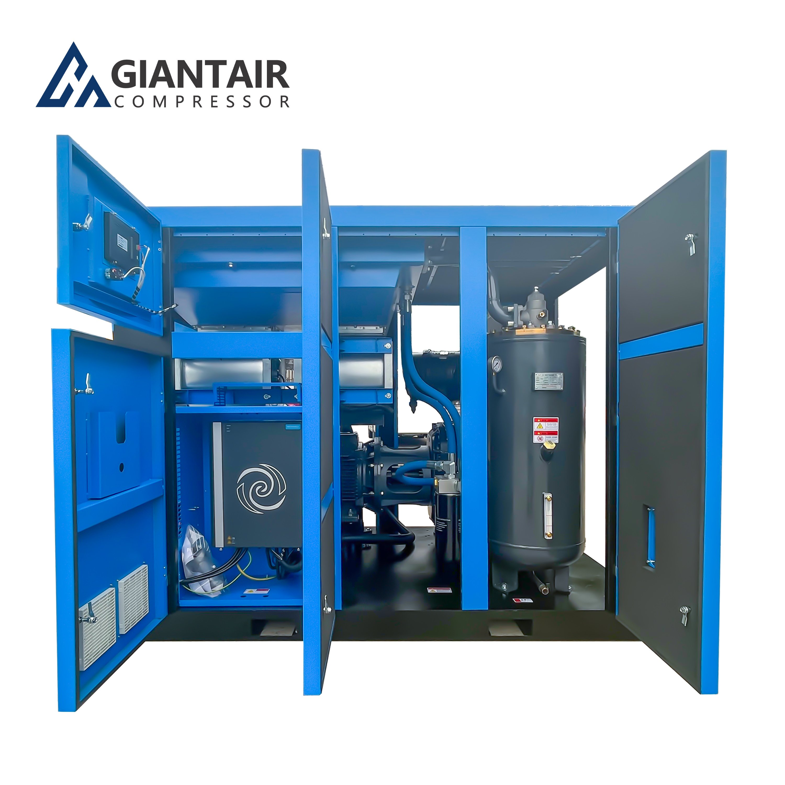 GIANTAIR 50HP Rotary Industrial Air-compressor 0.8-50cm3/min All-in-one Screw Air Compressors 500 Litre With Air Dryer