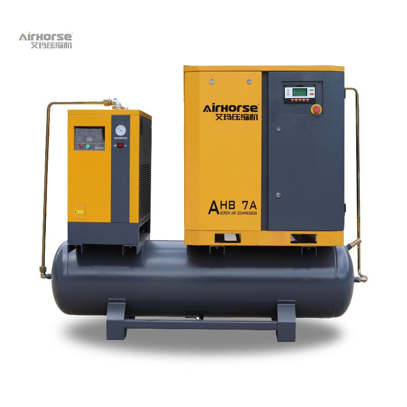 All in One Type Industrial Compressor 5.5kw 7.5hp 220v 60hz Single Phase Screw Air Compressor with tank and Dryer