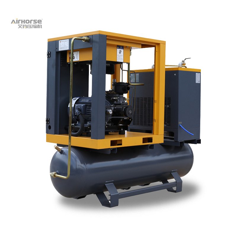 All in One Type Industrial Compressor 5.5kw 7.5hp 220v 60hz Single Phase Screw Air Compressor with tank and Dryer