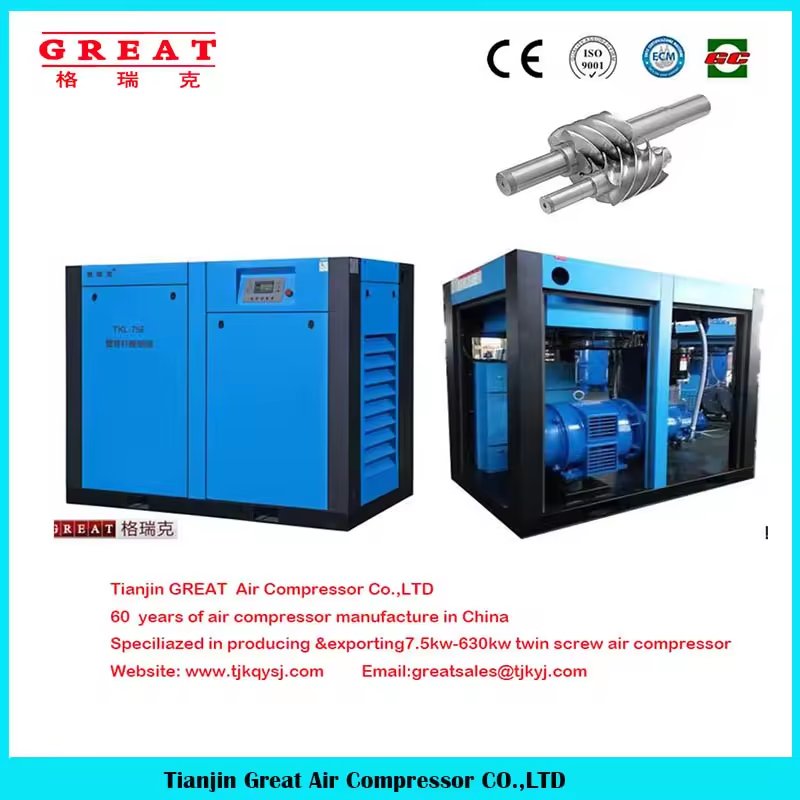 Tianjin Great Factory Direct Sale 15kw 22hp 8bar Industrial Electric Motor Drive Screw air Compressor