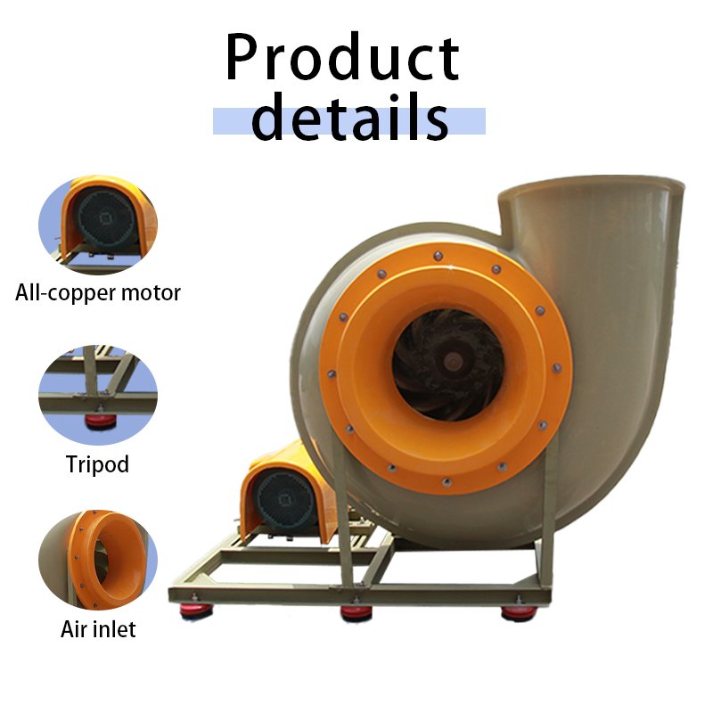FRP Impeller Copper Motor Corrosion Resistance and Acid and Alkali Resistance Centrifugal Blower Fan