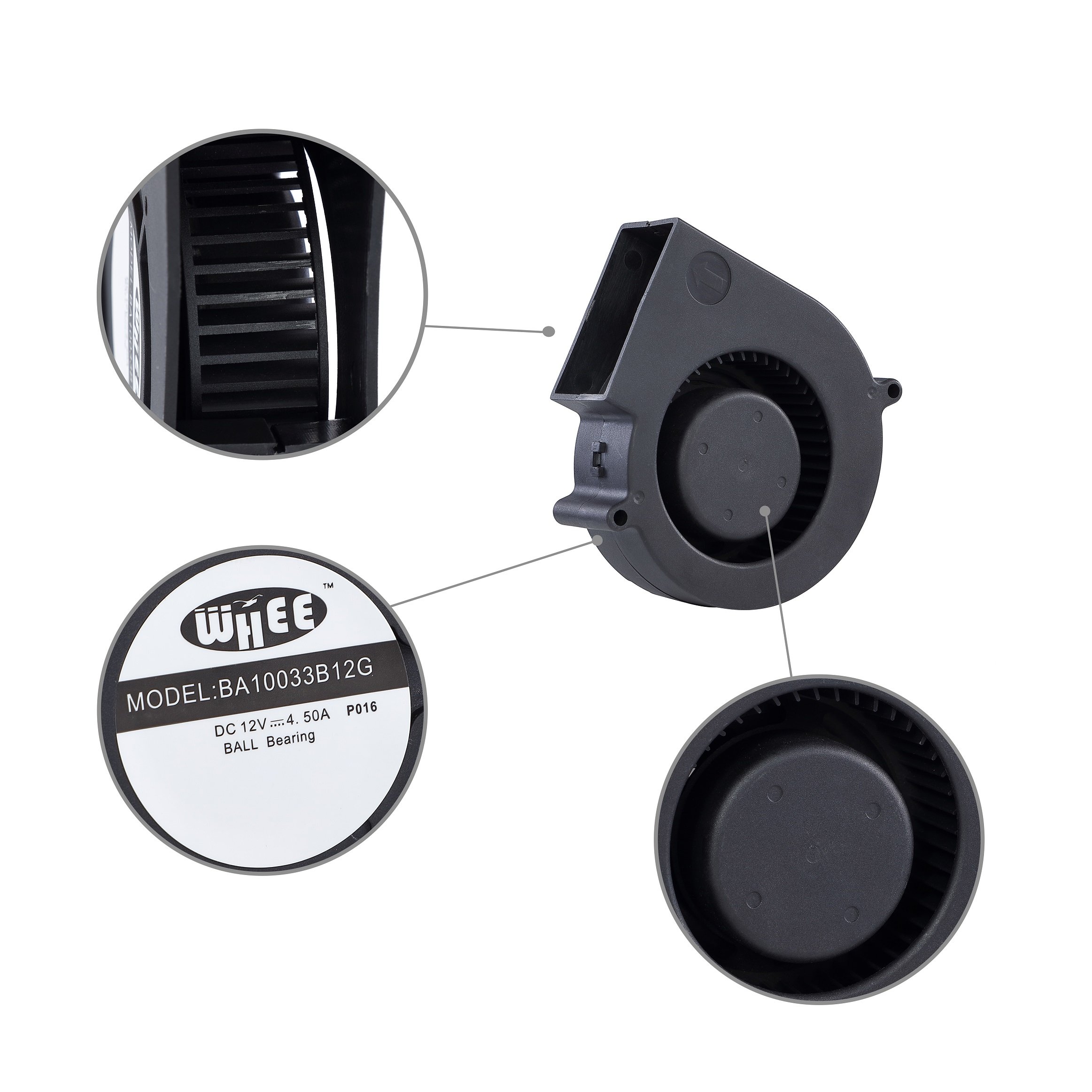 9733 Turbo Centrifugal Fan Blower 12V/24V 97*97*33mm DC Brushless 97mm Blower Cooler Fans for Barbecue or vehicle Seat