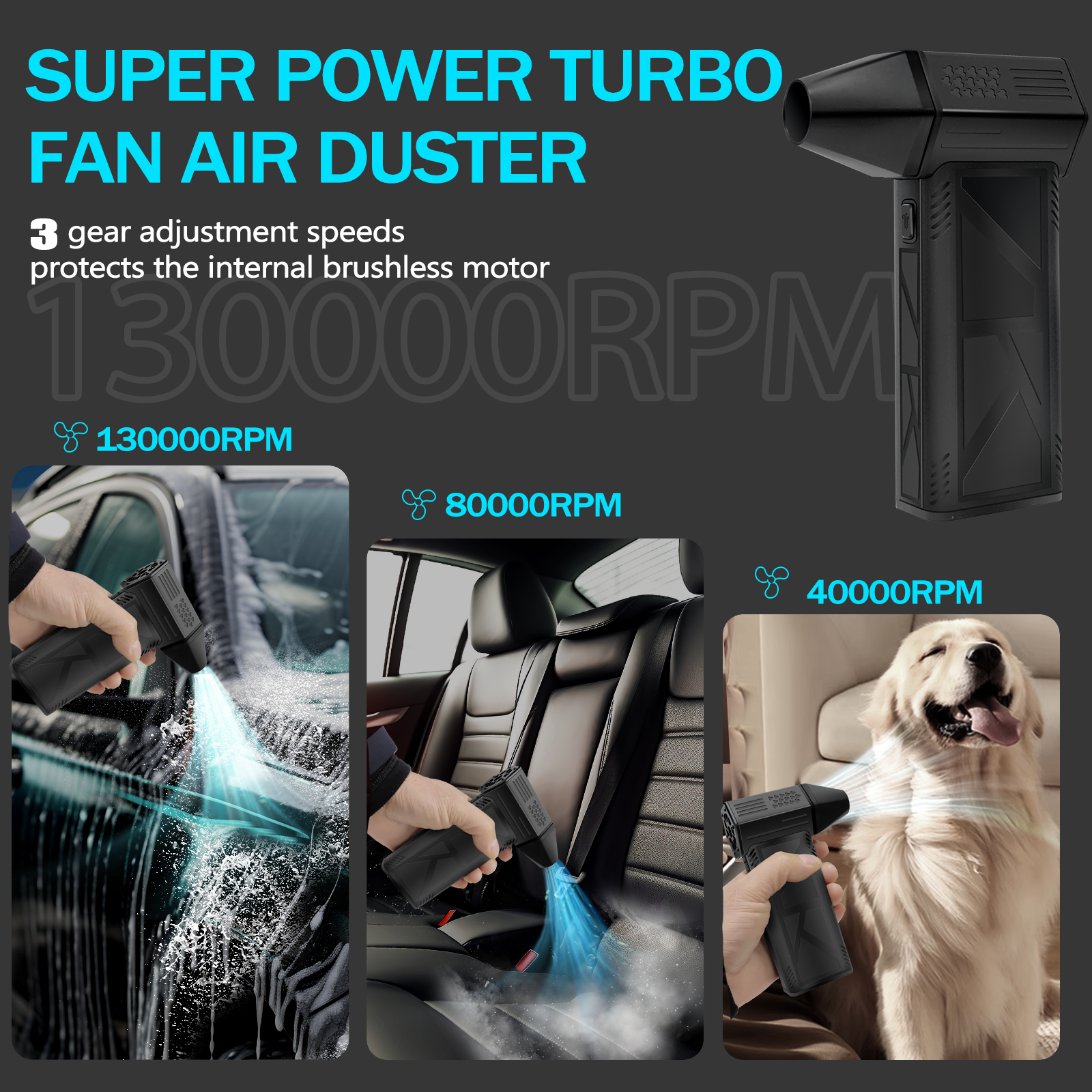 Powerful Turbo Mini Strong Fan House Cleaning Handy Jet Outdoor Cooking Air Duster Cooling Blower