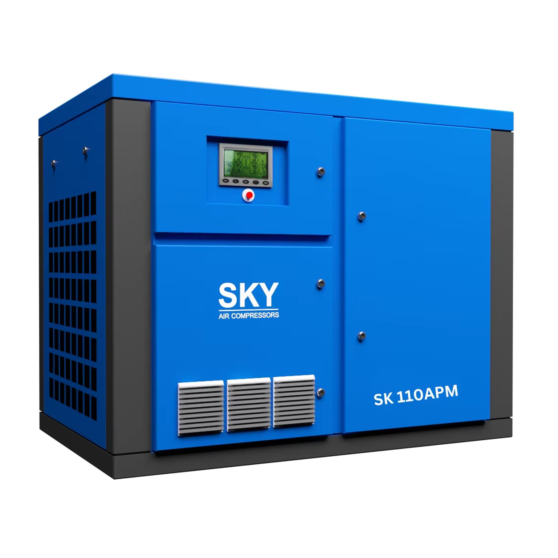 SKY SK110APM 110KW VSD Stationary Oil Lubricated Screw Air Compressor Low Noise 220V AC New Pump Tank PLC Industrial Compressors