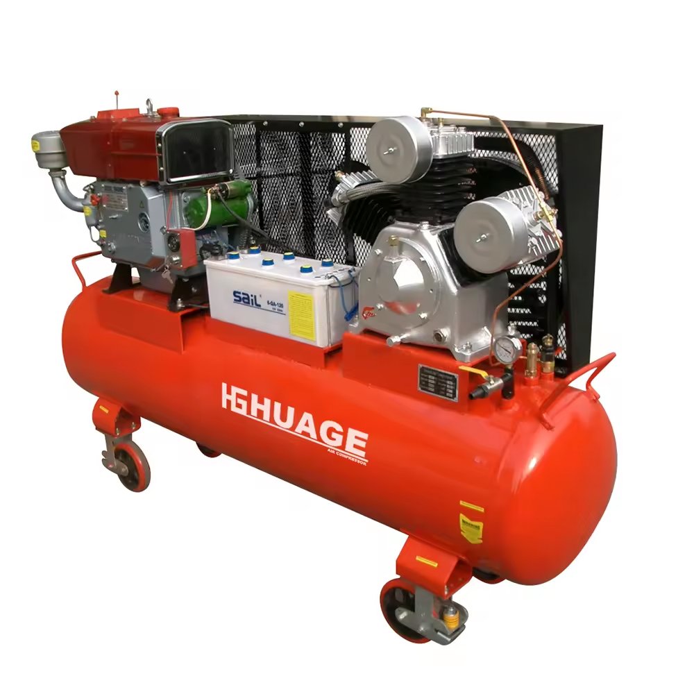 Diesel Engine Low Noise Psiton 35cfm 450l 250psi 15hp Industrial diesel air Compressor