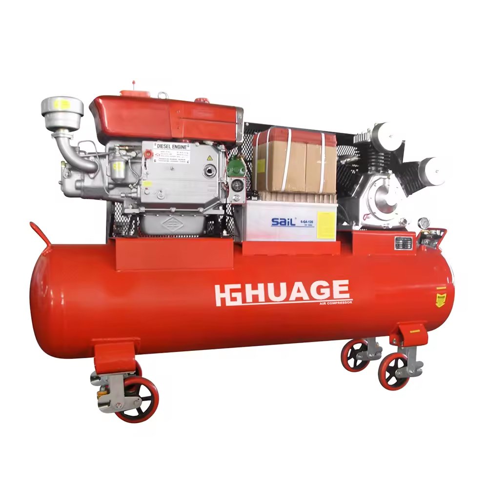 Diesel Engine Low Noise Psiton 35cfm 450l 250psi 15hp Industrial diesel air Compressor
