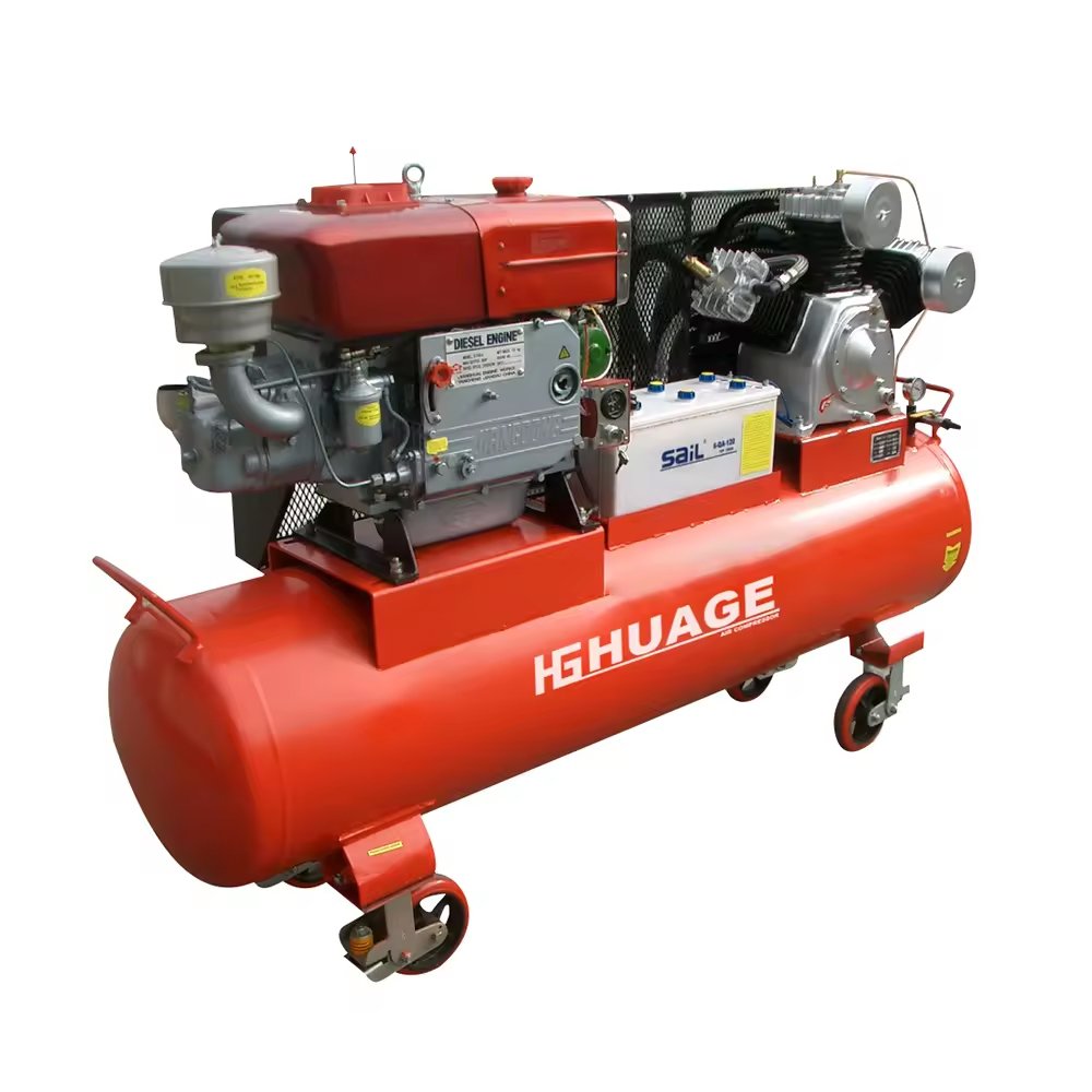 Diesel Engine Low Noise Psiton 35cfm 450l 250psi 15hp Industrial diesel air Compressor