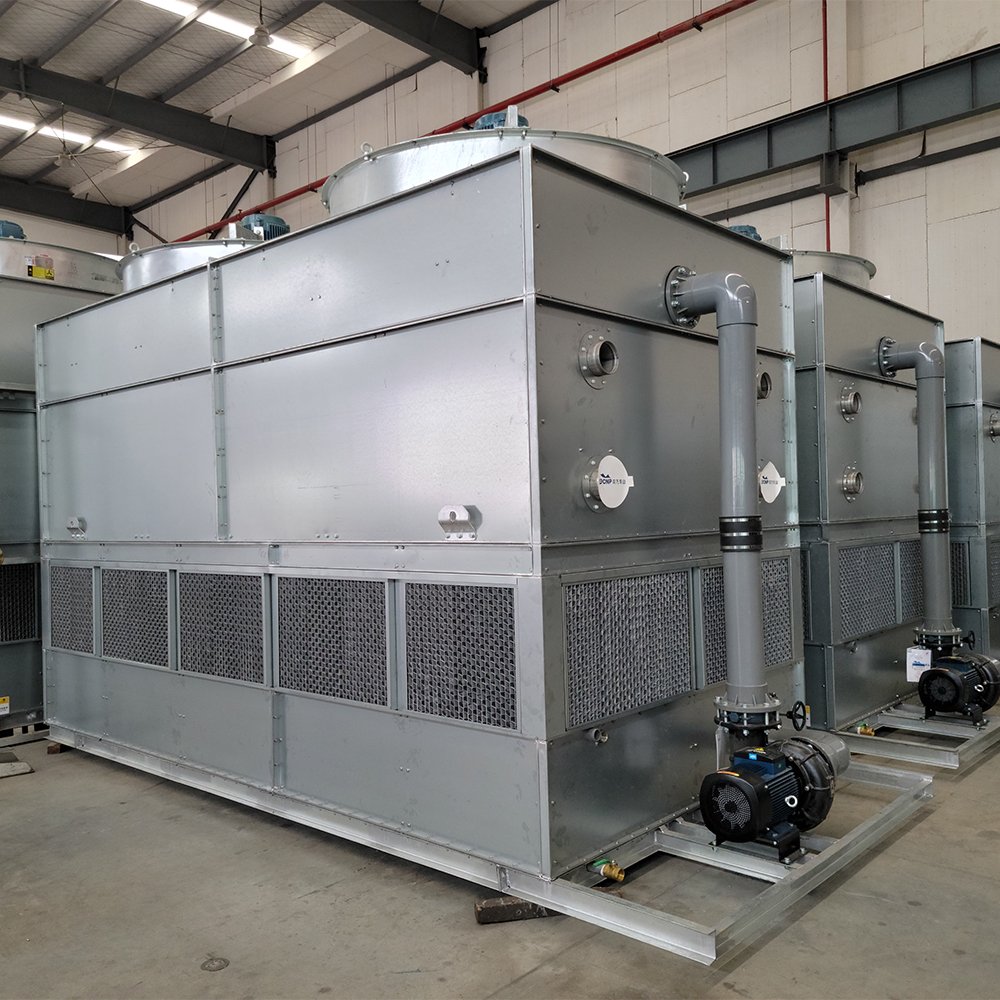 Solid Metal Base Closed Counter Flow Cooling Tower with Easy Transport and Lifting Featuring Motor Fan Pump Core Components
