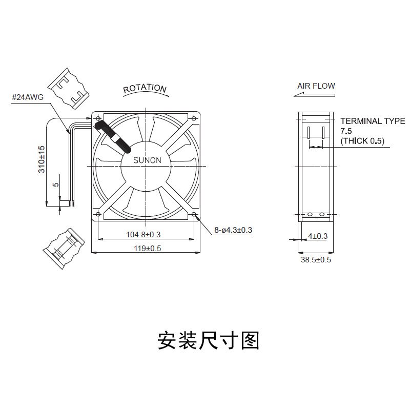 sunon DP200A 2123XBT 12038mm AC220-240V 0.14A Brushless Terminal Serve Over 50000 Hours Exhaust Electric Motor Cooling Fan