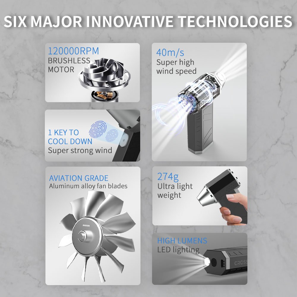 Crossgun X5 Air Cannon Hammer Powerful Mini Turbo Battery USB Charging Handheld Electric Turbine Jet Fan Air Blower