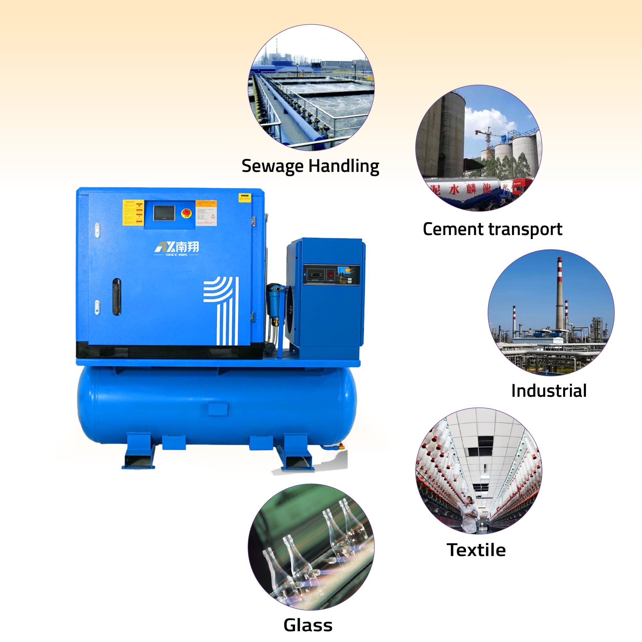 Latest Custom-Made Best 7.5kw All in One Integrated Screw Air Compressor 8 Bar 16 Bar Fix Speed for Laser Cutting