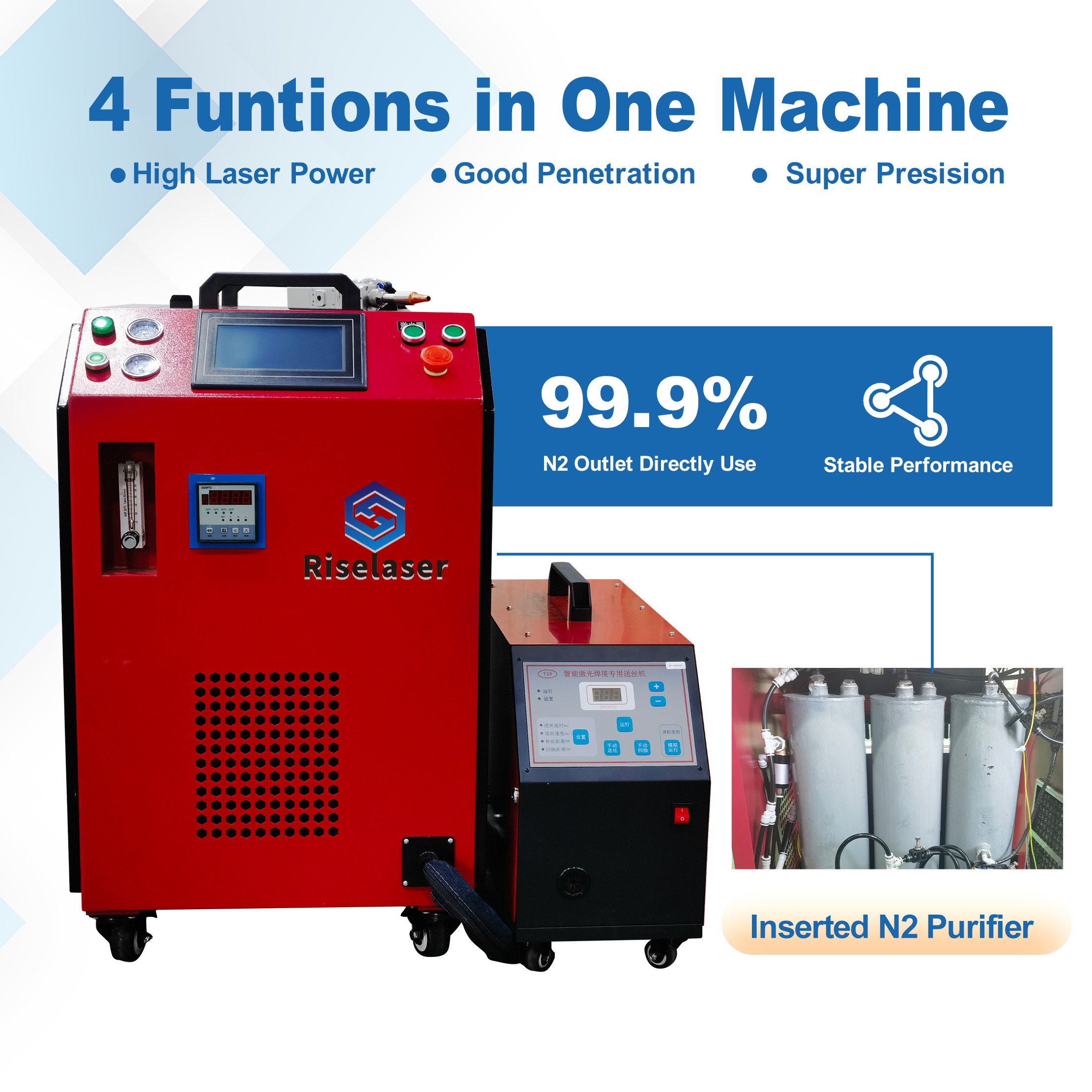 Integrated Nitrogen-purifier Air-cooling Laser Welding Machine 4 in 1 for Aluminum Copper Welding Laser Welder