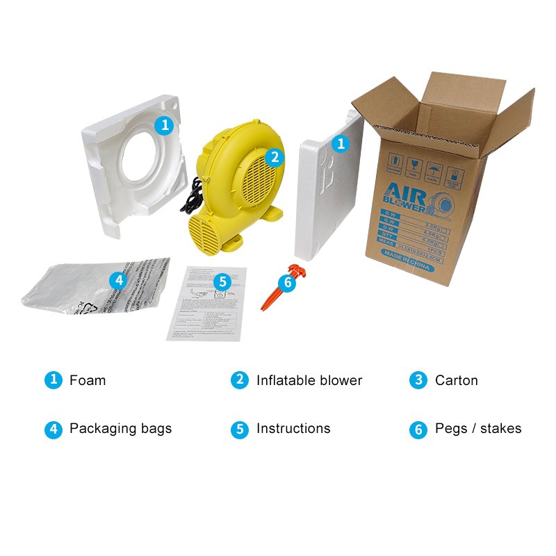 High Pressure Plastics air Blowers 380 Watt air Blower Fan for Inflatable