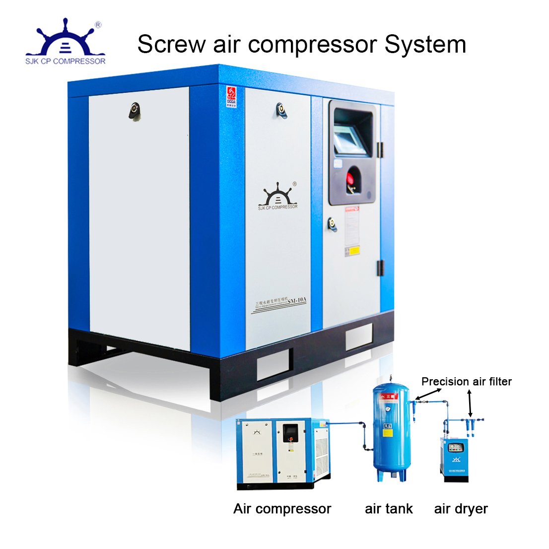 40CFM 15HP Industrial Rotary Screw Air Compressor 230V 116PSI Automation Touch Screen Air Compressor