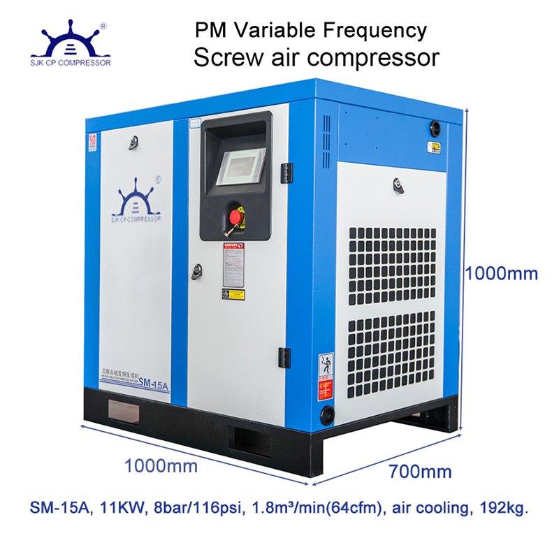 40CFM 15HP Industrial Rotary Screw Air Compressor 230V 116PSI Automation Touch Screen Air Compressor