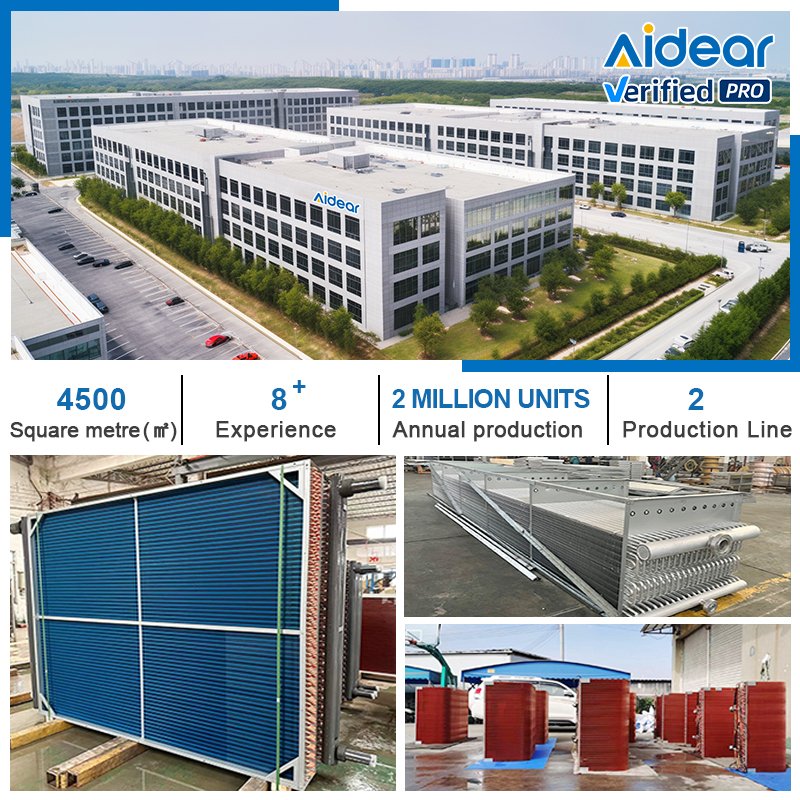 Aidear Factory Price High Efficiency Copper Tube Aluminum Fin Heat Exchanger Commercial Air Conditioner Condenser for Food Grade