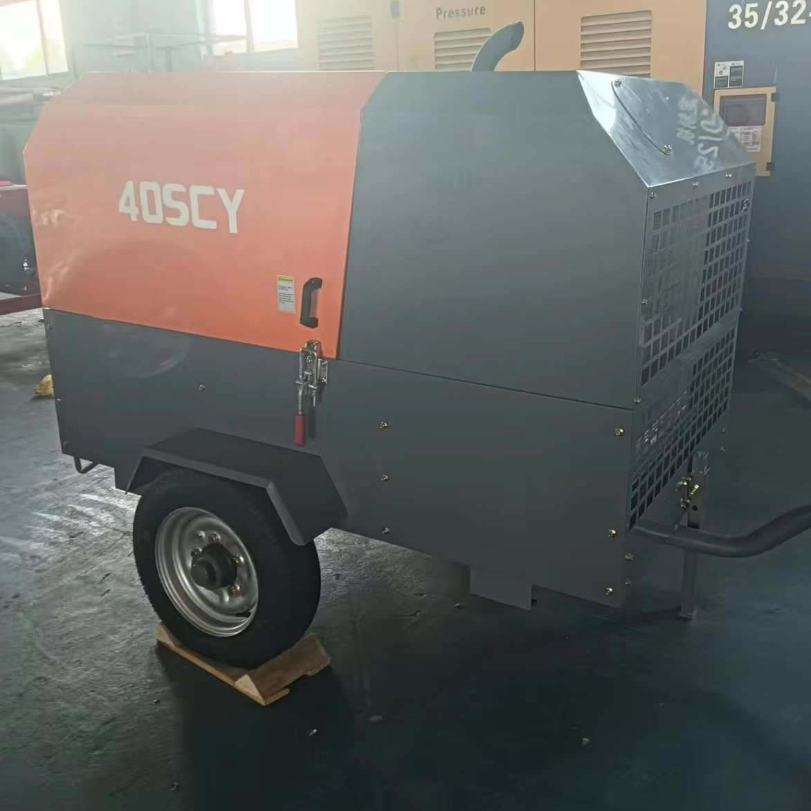 Factory Customized 185CFM Portable Mobile Diesel Rotary Screw Air Compressor 7bar