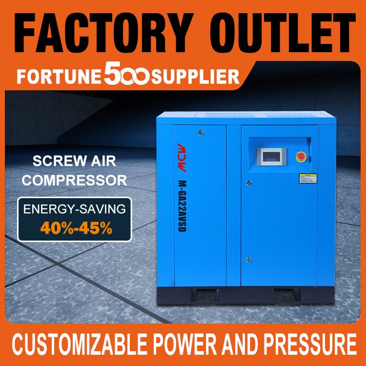 Air Compressor With Energy Saving Silent Oil Less 22kw/30hp 7/8/10/bar CE Electric Rotary Screw VSD air Compressor Manufacturer