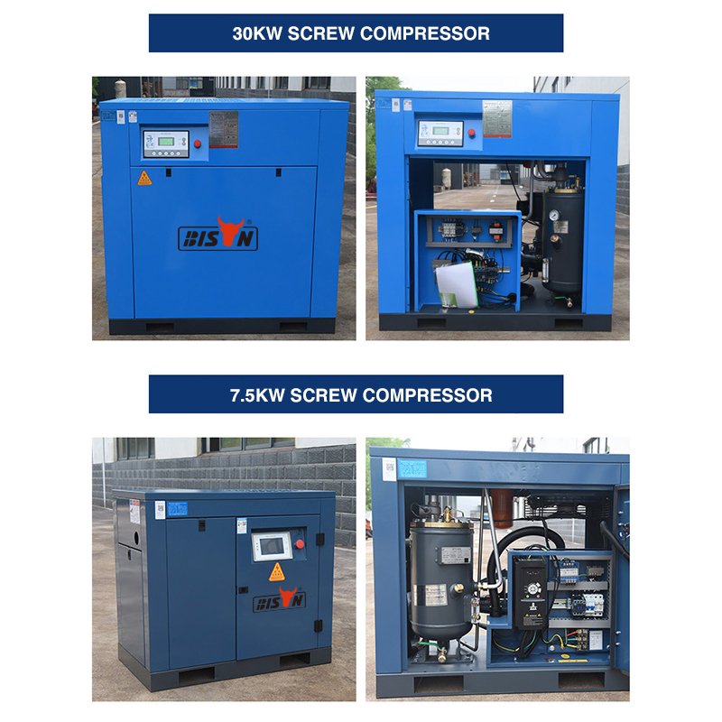 Cheap Stone Processing Industry 15kw 10hp Power Frequency Small Screw Gas air Compressor Pump Machine With air tank Hose