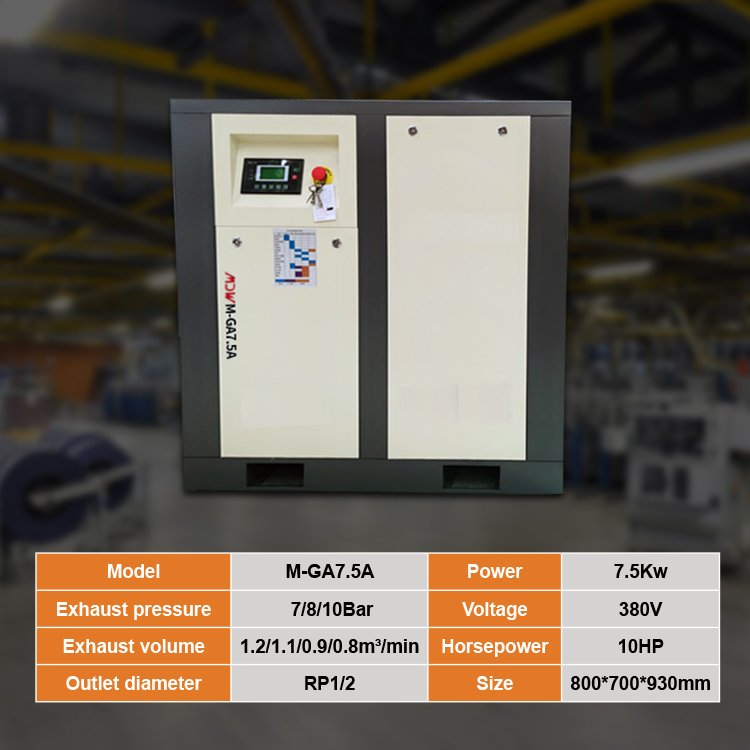 Mandiwi Brand New 7.5KW 10HP Screw Air Compressor New Design Oil Lubrication AC Power Used Air Compressors Industrial Use