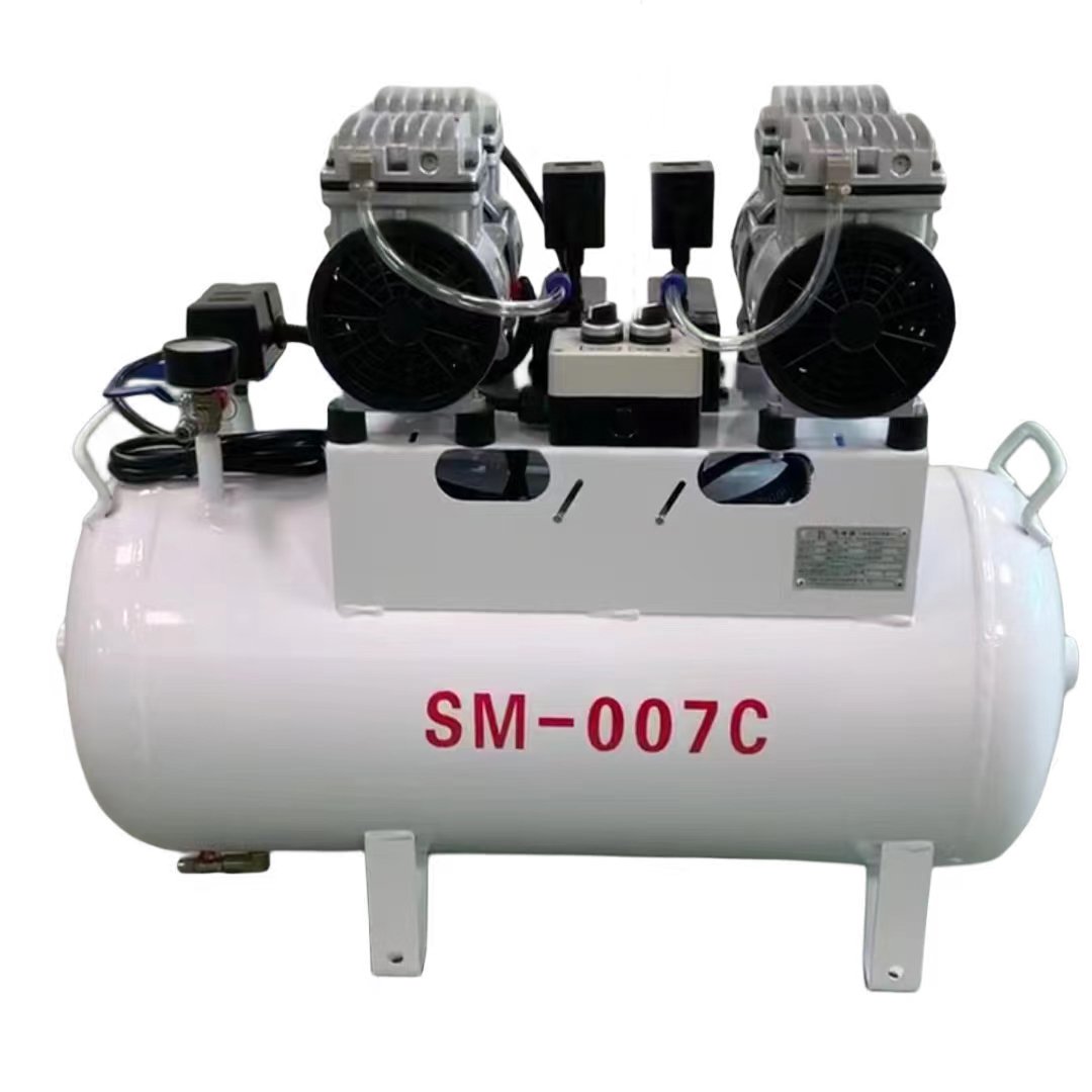 Factory Wholesale 550w Low Noise 8bar 70lpm Oil Free Piston air Compressor for Dental Chair