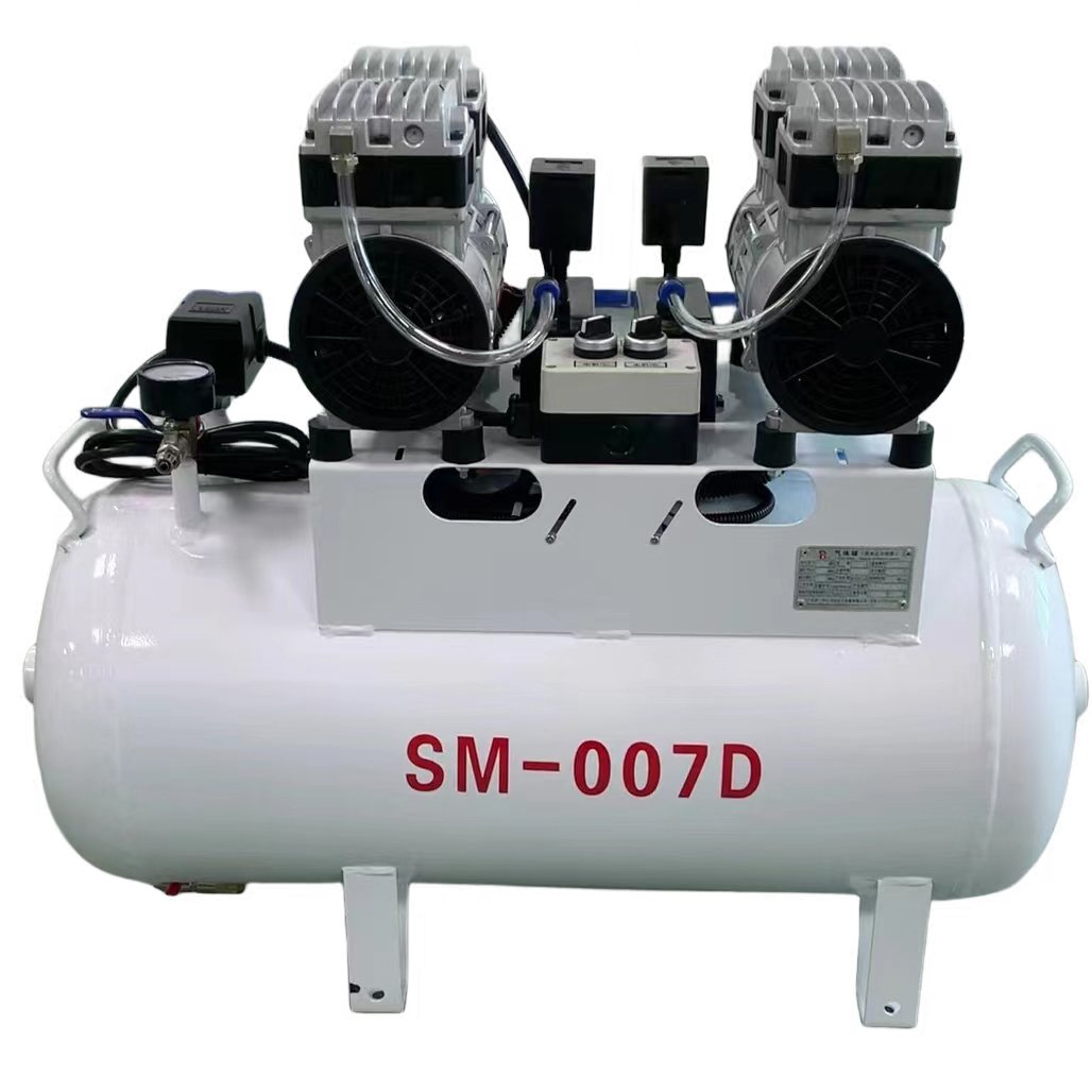 Factory Wholesale 550w Low Noise 8bar 70lpm Oil Free Piston air Compressor for Dental Chair