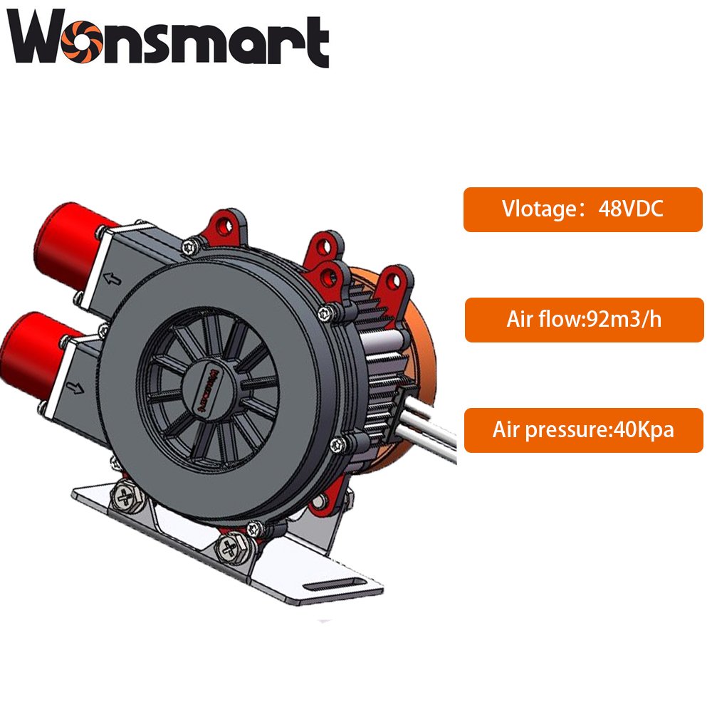 High air Volume 91m3/h Dc Brushless air Blower 40Kpa High Pressure Fan Turbine Blower for Fuel Cell Machine