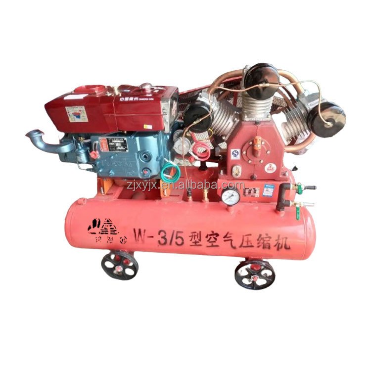 Diesel Engine ZS1115 Driven Air Compressor 3 Piston 5bar W-3/5 Air Compressor for Mining Rock Drill Use