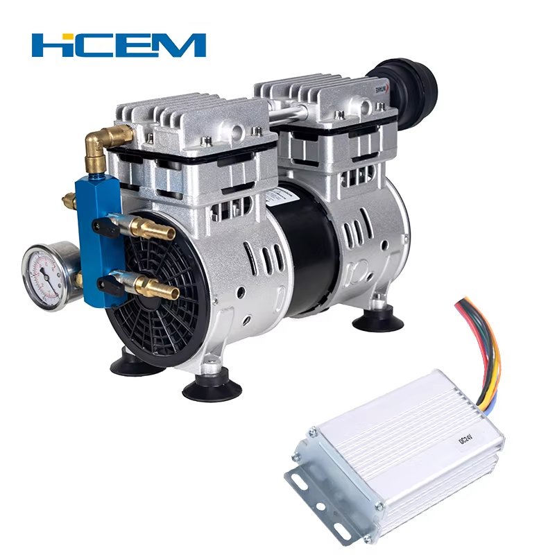 Portable 24V DC Solar Pond Aerator System Complete System New 24V DC Power Source Oil-Less Piston Air Compressor Engine Motor