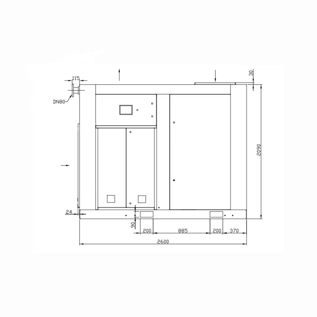 High Quality UNITED 0.7Mpa 90KW 380V/50Hz Two-stage Air Cooled 20.5m³/min Fix Speed Screw Air Compressor