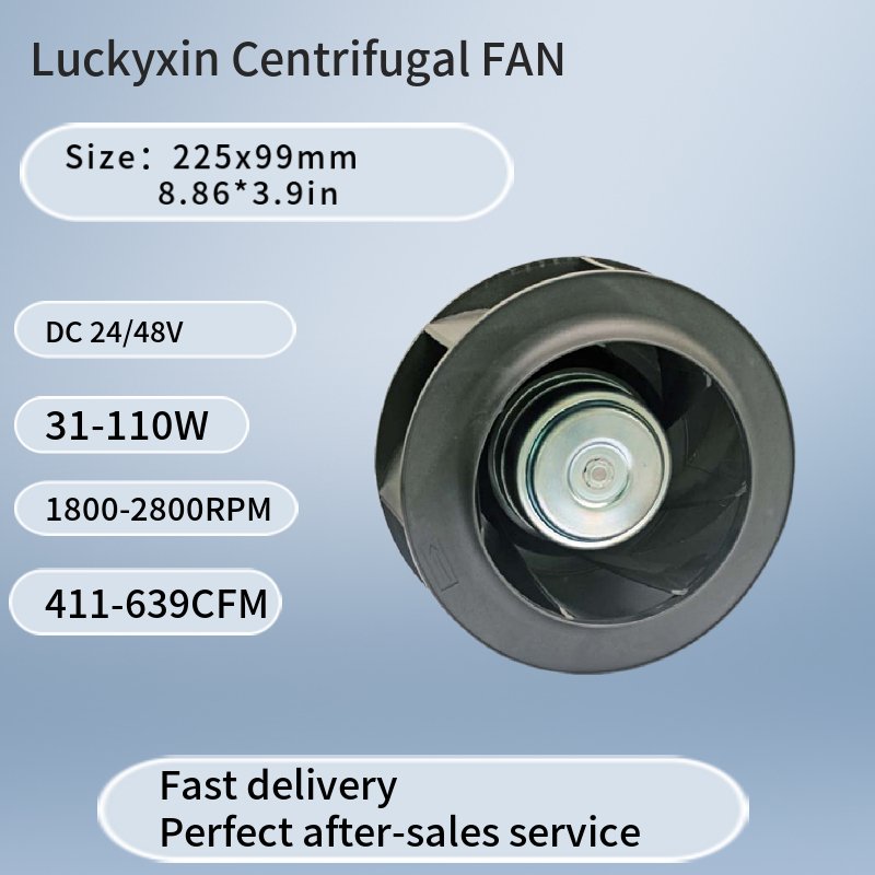 22599mm 24 Volts 48V DC Portable Grain Silo Blower Fan Backward Curved Paint Radical Kitchen Exhaust Forward Centrifugal Fan