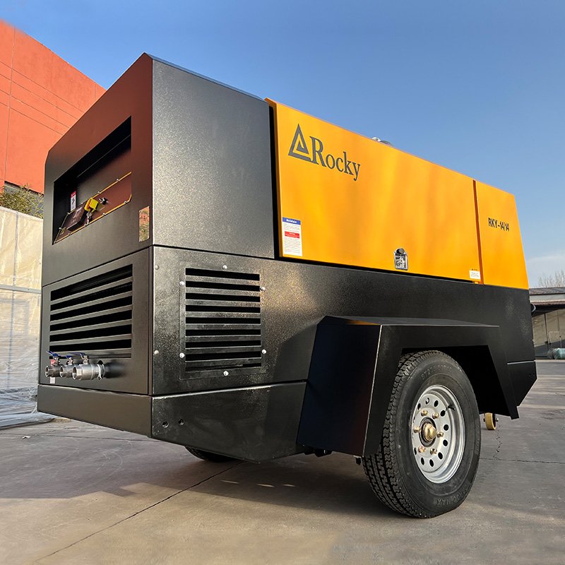 High Pressure Industrial 14 bar Diesel Portable Screw Air Compressor with Wheels for Mining