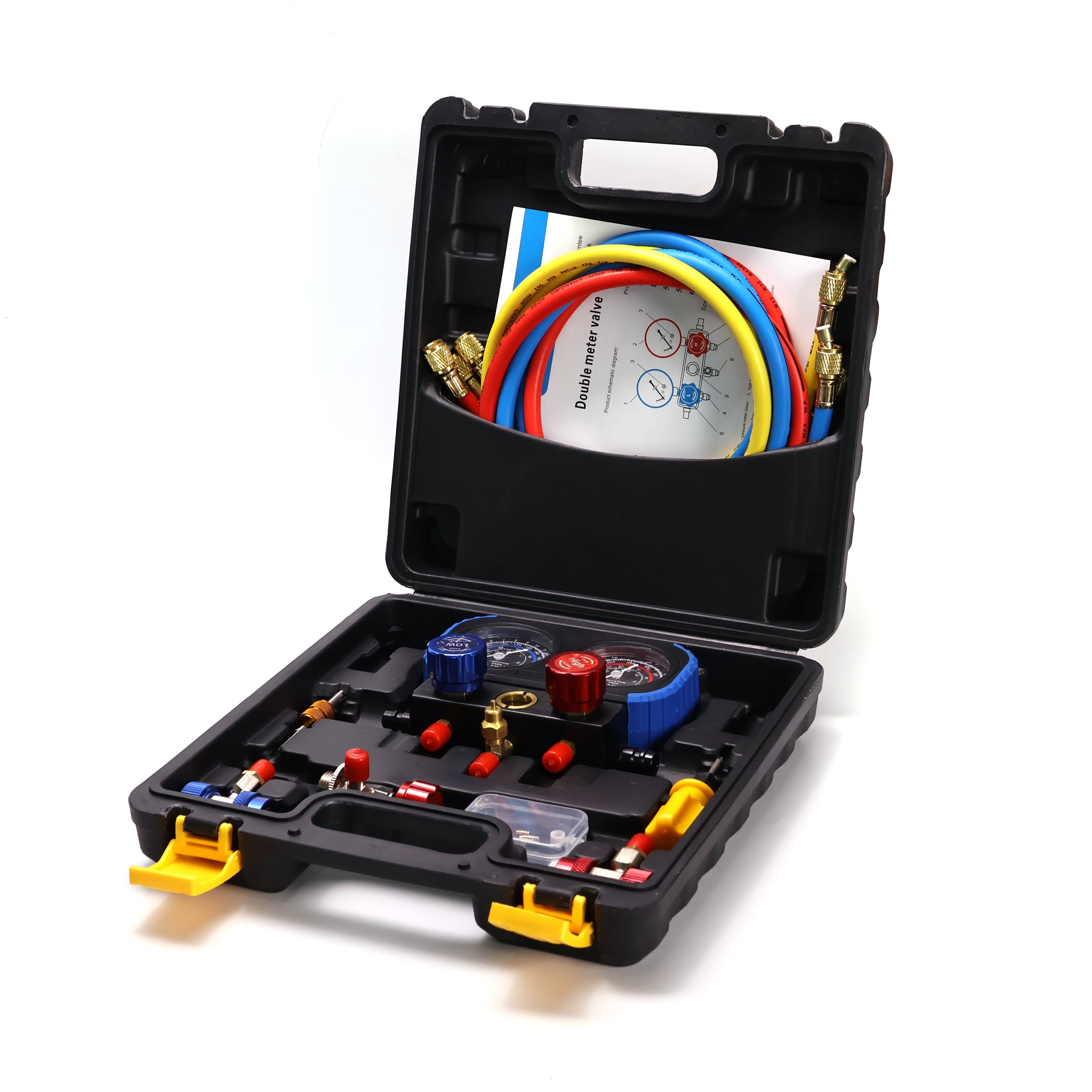 024 Dual Gauges Air Conditioner Refrigerant Refilling Set Pressure Adjustable Refrigeration Maintenance Equipment Kit