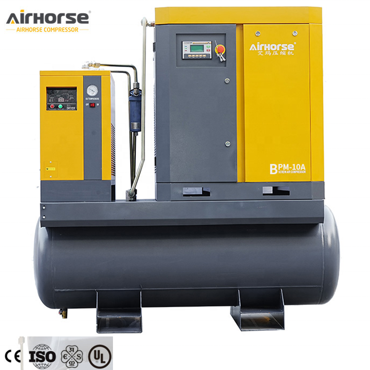 Air Compressor Pump All in One Water Cooled Screw Air Compressor Integrated 5.5KW 7.5KW 8bar 15bar 16bar 300 Litre 7.5HP 10HP