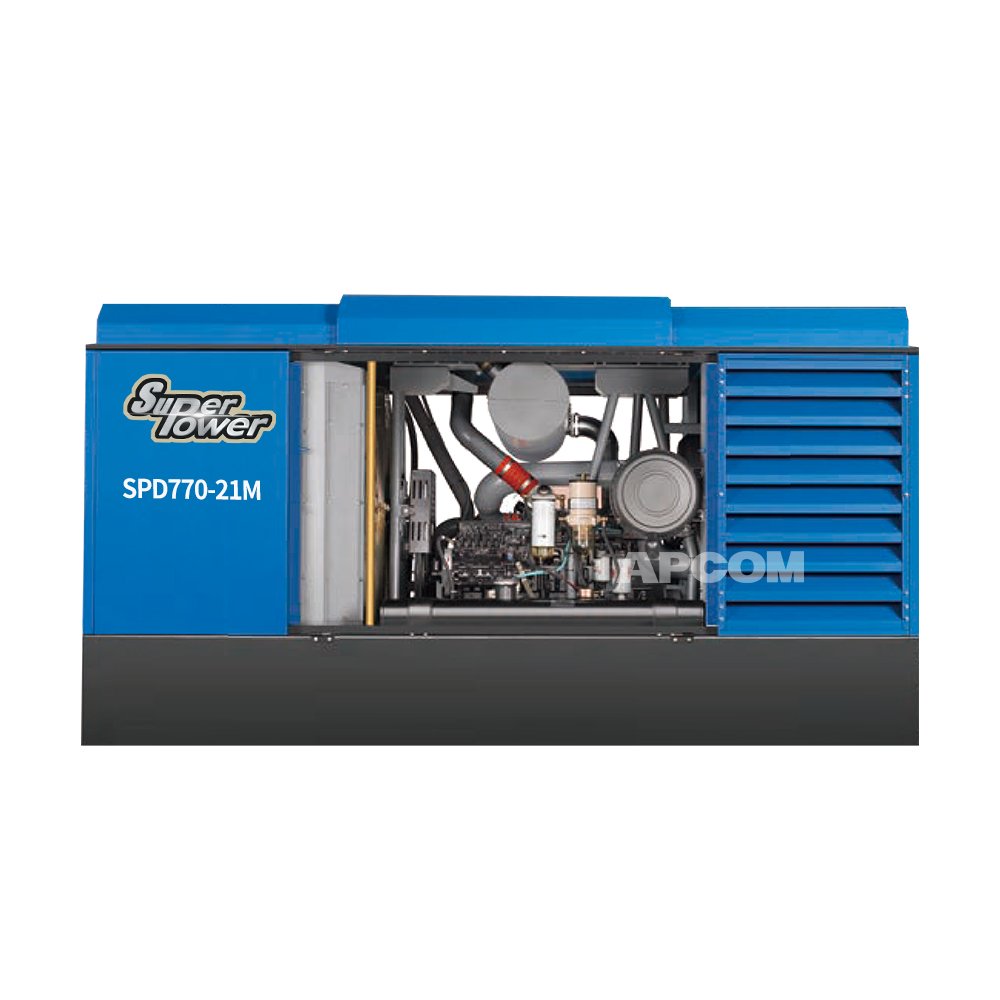 APCOM Compresor Small Mobile Portable diesel Screw air Compressors diesel 185cfm 385 300 185 Cfm with Jack Hammer for Mining