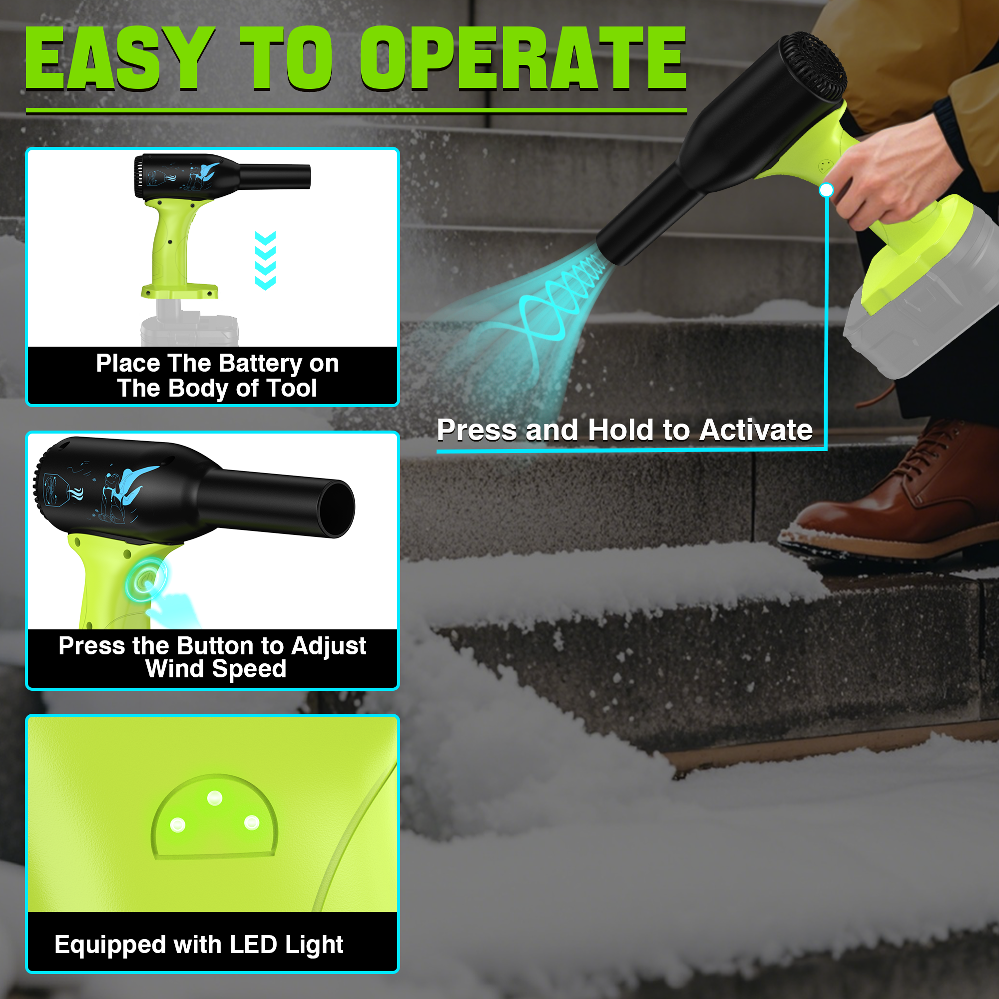 Professional 18V Cordless Blower for Ryobi,Heavy-Duty 18V Cordless Blower,2025 New 18V Cordless Blower for Ryobi Battery