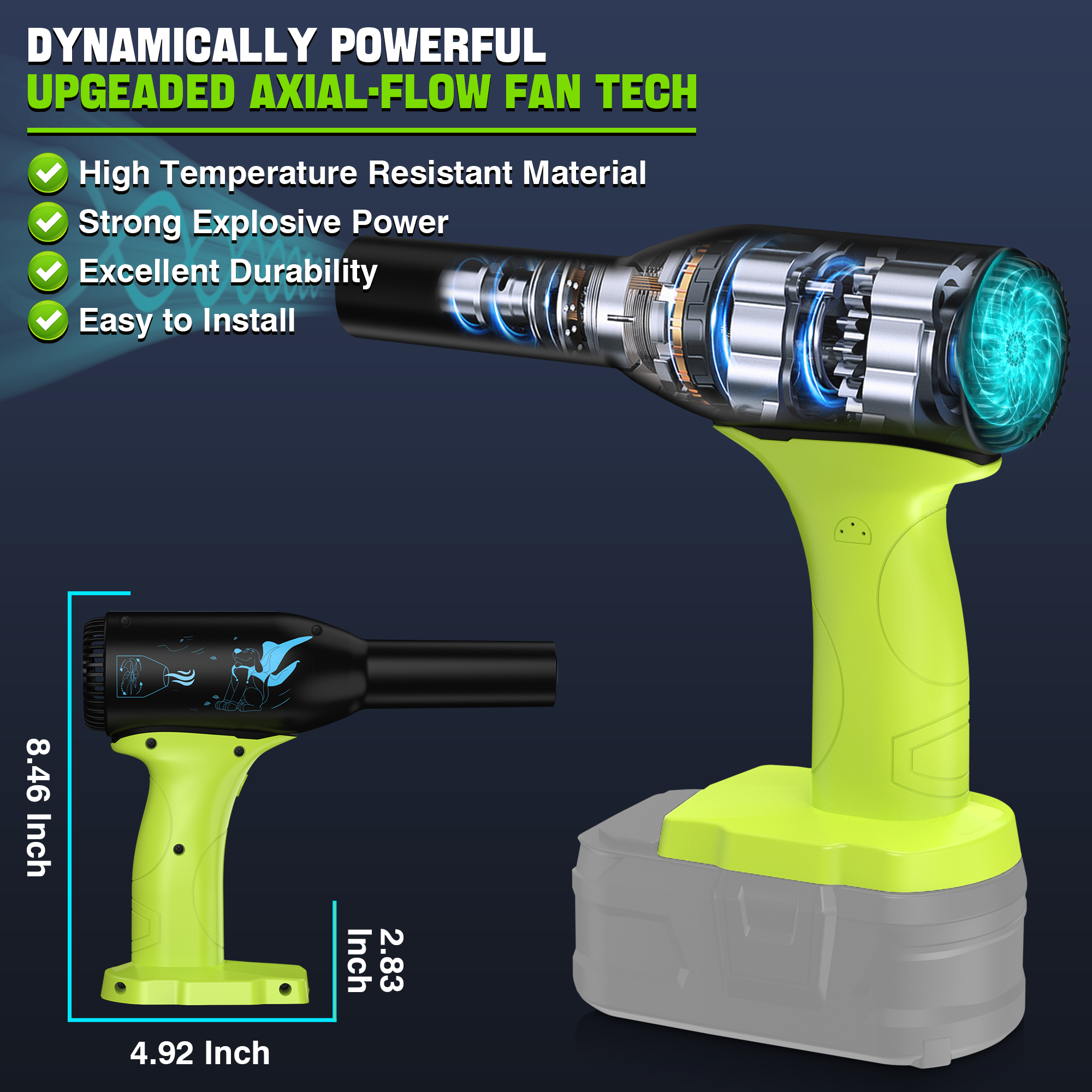Professional 18V Cordless Blower for Ryobi,Heavy-Duty 18V Cordless Blower,2025 New 18V Cordless Blower for Ryobi Battery