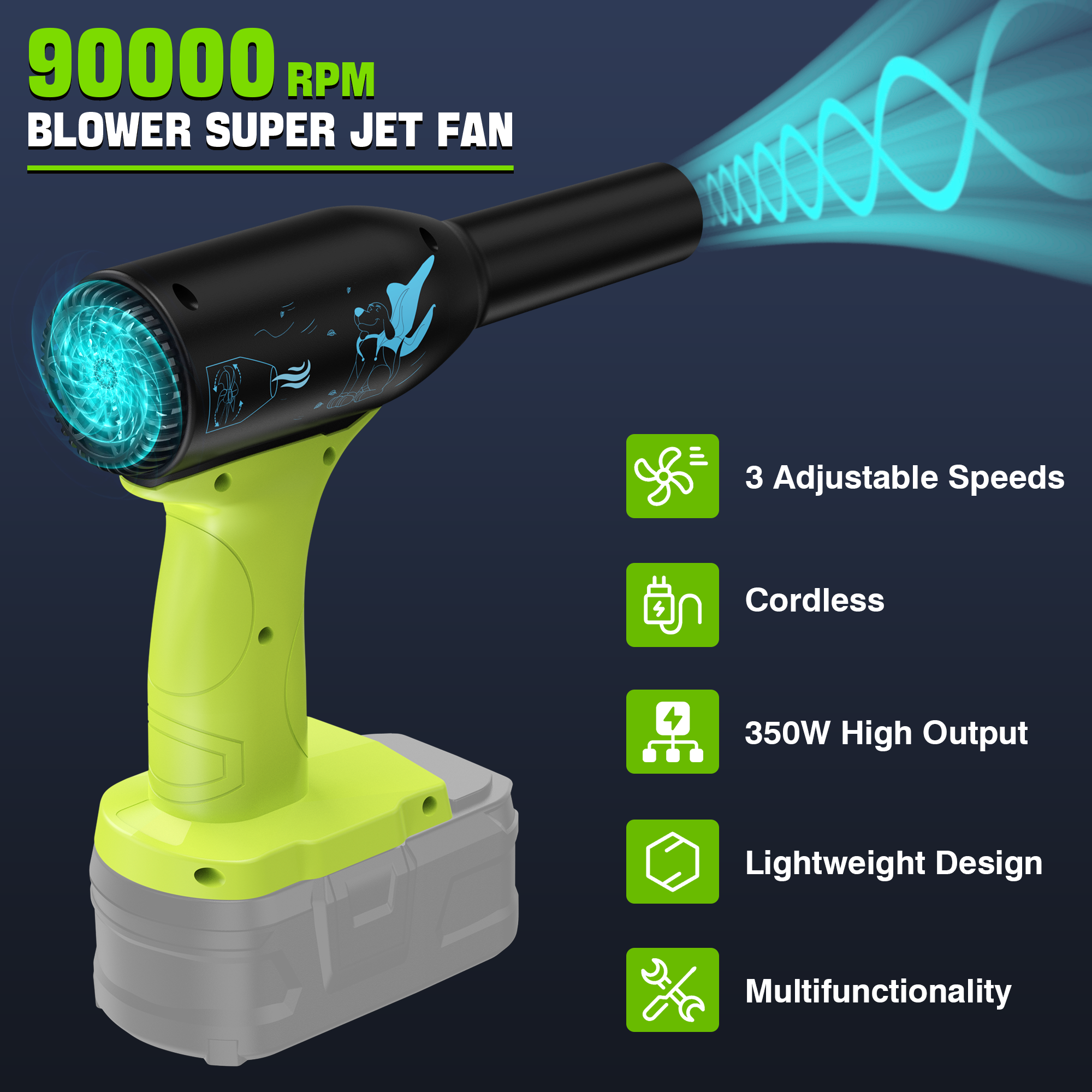 Professional 18V Cordless Blower for Ryobi,Heavy-Duty 18V Cordless Blower,2025 New 18V Cordless Blower for Ryobi Battery