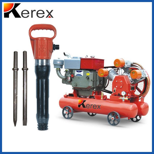 China Good Quality Wheels Type Portable diesel Engine Belt Driven Piston air Compressor With tank 200l