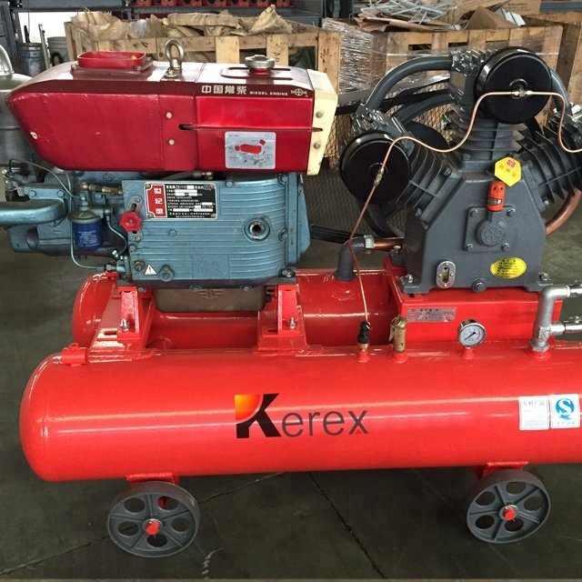 China Good Quality Wheels Type Portable diesel Engine Belt Driven Piston air Compressor With tank 200l
