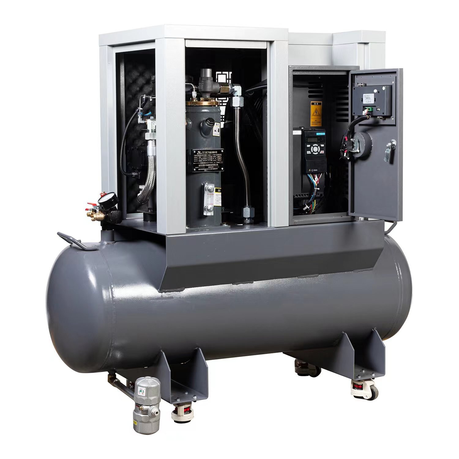 5.5KW Single Phase Screw air Compressor with tank 220v PMVSD with Inverter